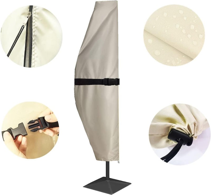 CoverFml Patio Umbrella Cover - 420D Waterproof Outdoor Offset Banana Style Umbrella Covers-Fits Curved Cantilever Offset Umbrella 9-14Ft, With Rod. - Image 1